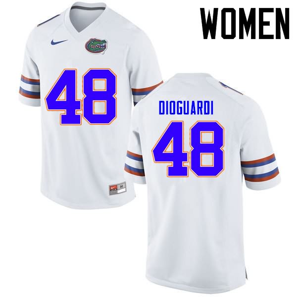 Women's NCAA Florida Gators Brett DioGuardi #48 Stitched Authentic Nike White College Football Jersey XWG1665DP